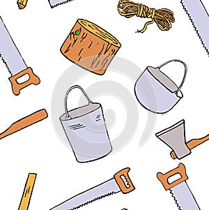 Hand drawn illustration of countryside equipment