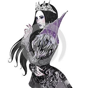 Hand drawn Illustration in digital watercolor - Witch