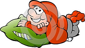 Hand-drawn illustration of elf who relaxes