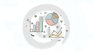 Cute Data Visualization Chart, Graph, Pie Chart Illustration