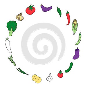 Hand drawn illustration frame of vegetables