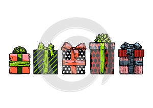 Hand drawn illustration of gift boxes