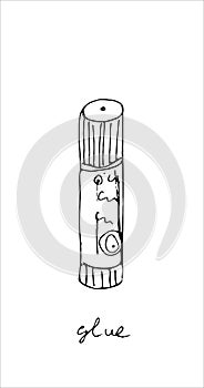 Hand drawn illustration glue stick. Vector sketch illustration.