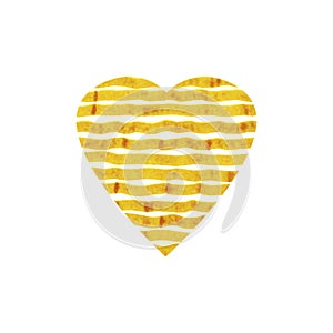 Hand drawn Illustration heart with yellow waves  for Valentine`s day, Mother`s day or weddings