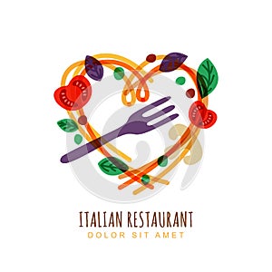 Hand drawn illustration of italian spaghetti photo