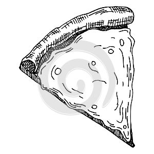 Hand drawn illustration of piece of pizza