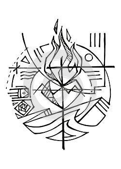 Hand drawn illustration of the sacred heart