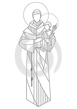 Hand drawn illustration of Saint Anthony of Padua