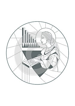 Hand drawn illustration of Saint Cecilia