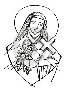 Hand drawn illustration of Saint Theresa