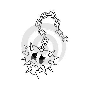 Hand drawn illustration of spiked love chain outline