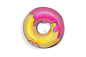 Hand drawn illustration - tasty donuts. Sketch on white isolated background. Sweet desserts. Perfect for leaflets, cards, posters