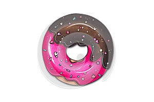 Hand drawn illustration - tasty donuts. Sketch on white isolated background. Sweet desserts. Perfect for leaflets, cards, posters