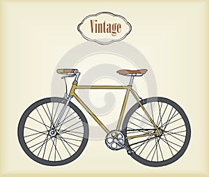 Hand-drawn illustration of vintage bicycle.