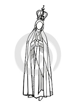 Hand drawn illustration of the Virgin of Fatima