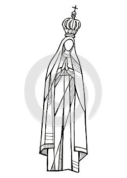 Hand drawn illustration of the Virgin of Fatima