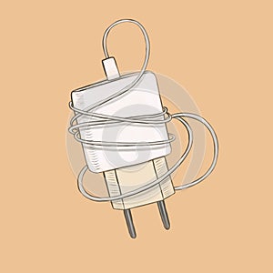 Hand drawn illustration of the white charging adapter