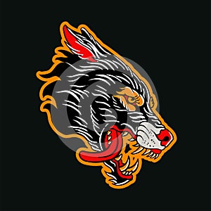 Hand drawn illustration of wolf head vector design