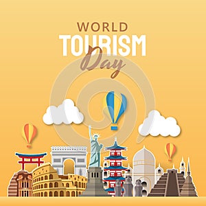 Hand drawn illustration of world tourism day concept. Vector Illustration