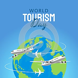 Hand drawn illustration of world tourism day concept. Vector Illustration