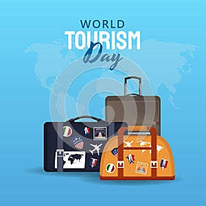 Hand drawn illustration of world tourism day concept. Vector Illustration