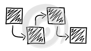 A hand-drawn infographic diagram of four shaded squares.