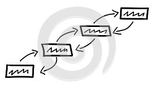 A hand-drawn infographic diagram of shaded rectangles.