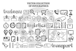 Hand Drawn Infographic Logistic Elements Set