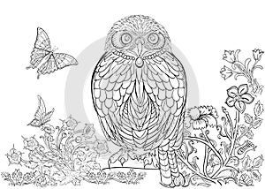 Hand drawn ink pattern. Coloring book Coloring for adult Page for coloring book: very interesting and relaxing