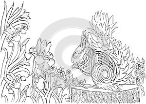 Hand drawn ink pattern. Coloring book Coloring for adult Page for coloring book: very interesting and relaxing