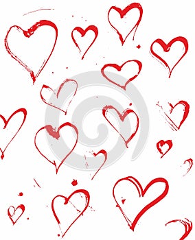 Hand drawn ink splatter hearts vector