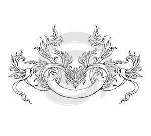 Hand drawn intage frame, vector