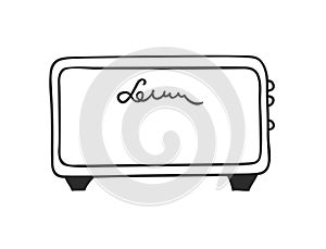 Hand drawn interior objecton white background.Vector Cozy Line Illustration. Creative art work. Doodle drawing radio