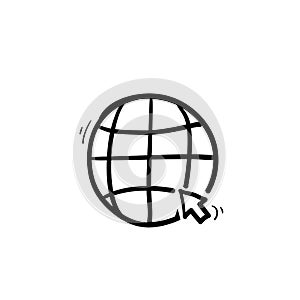 Hand drawn Internet. go to website symbol vector icon illustration doodle