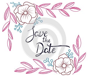 Hand drawn  invitation card. Save the date. Vector illustration.