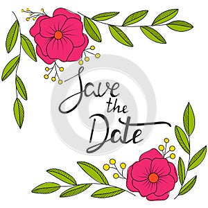 Hand drawn invitation card. Save the date. Vector illustration.