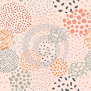 Hand drawn irregular seamless pattern. Abstract doodle background