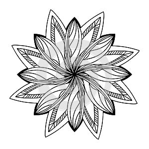 Hand drawn isolated graphic element. Original authentic boho and ethnic style mandala - indian, arabic.