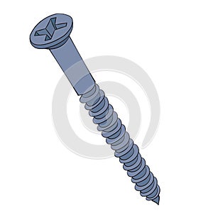 Hand Drawn isolated screw. Flat color. JPEG raster image photo
