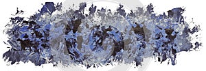 Hand drawn isolated spots ink oil paintbrush stripe with dirty black and blue color