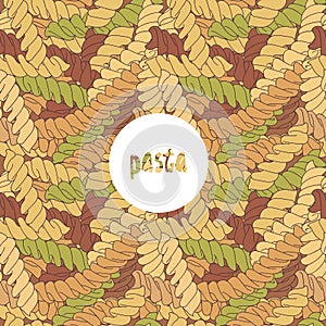Hand-drawn italian pasta fusilli background