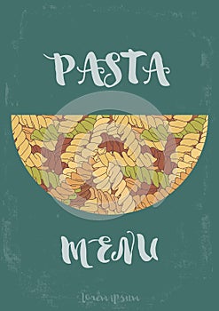 Hand-drawn italian pasta fusilli background