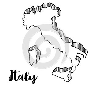Hand drawn of Italy map, illustration