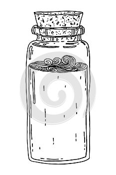 Hand drawn jar with waves