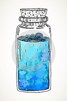 Hand drawn jar with waves