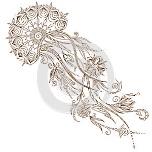 Hand drawn jellyfish. Vector illustration.