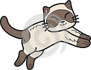 Hand Drawn jumping cat illustration in doodle style