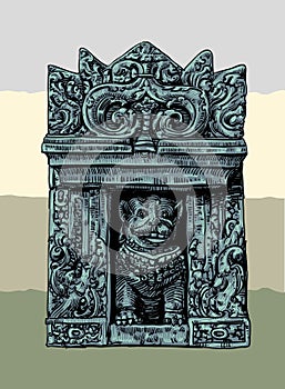 hand drawn Kalamakara relief prambanan temple