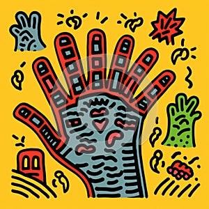 Hand-drawn Keith Haring-inspired Illustration With Macabre Elements