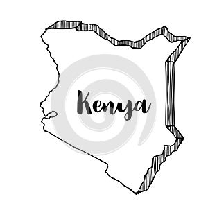 Hand drawn of Kenya map, illustration